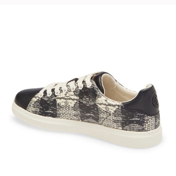 Tory Burch Howell Court Sneaker BLACK/WHITE Printed Leather Size 9 Worn Once - Picture 2 of 9